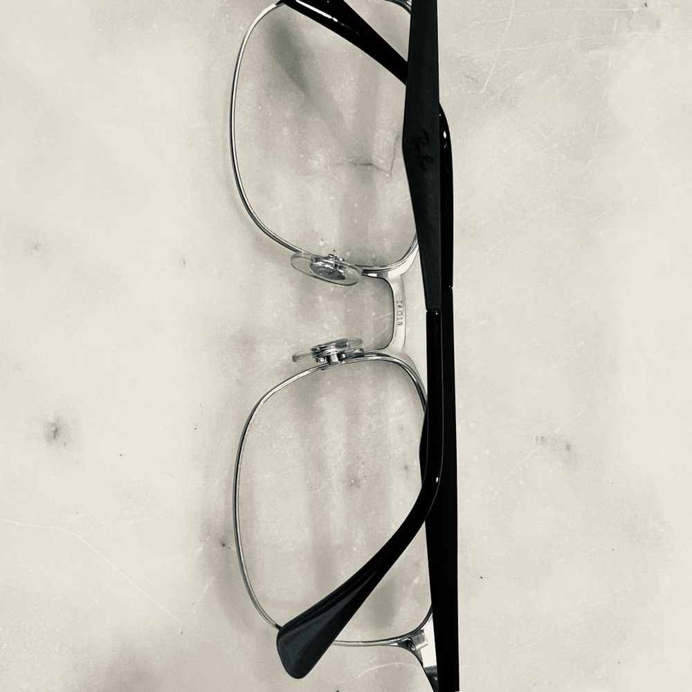 NEW!  Retro RAY BAN Black and Silver Men’s Metal EyeGlass  Frame With Case. NWOT - Picture 6 of 8